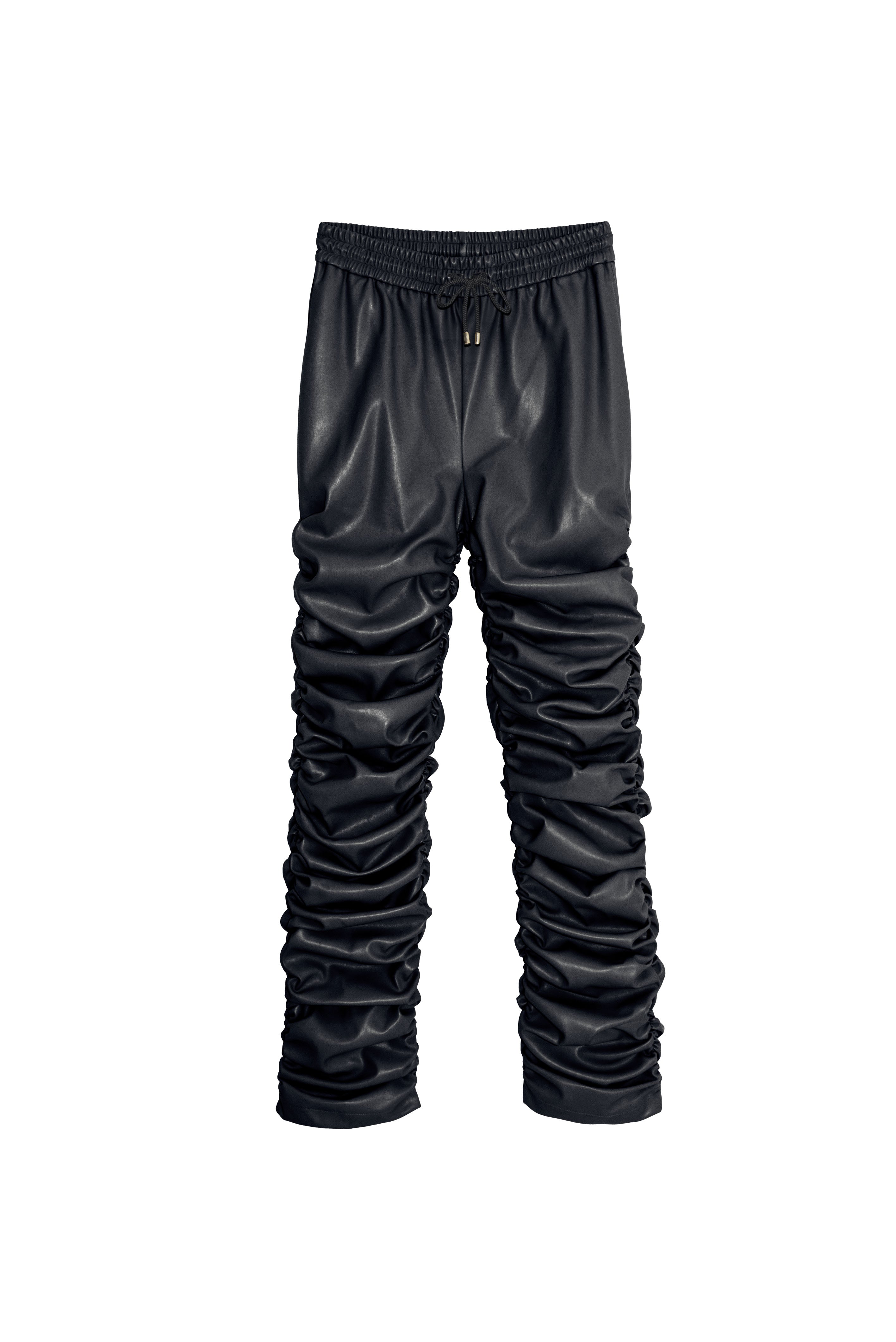 Pleated leather pants
